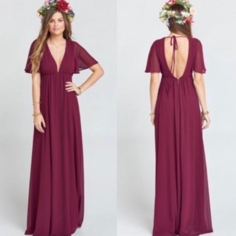 SMYM Faye Flutter Dress In Merlot Chiffon